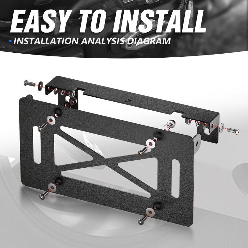 YZONA Flip-Up Universal Winch License Plate Frame Compatible with 10" Hawse Fairlead, Front License Bracket Holder Relocation, Bumper Winch Mount Roller, Fit for Most Off-Road Cars, Pickup Trucks SUVs - Image 4